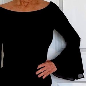 WHBM Black Bell Long Sleeve Top SZ XS